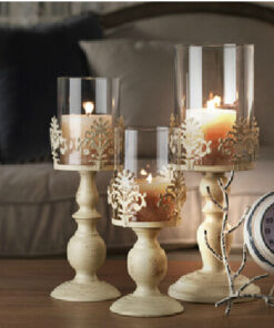 Alternative view of Natural Plant Pine Cone Wreath Candlestick Indoor Table Decoration