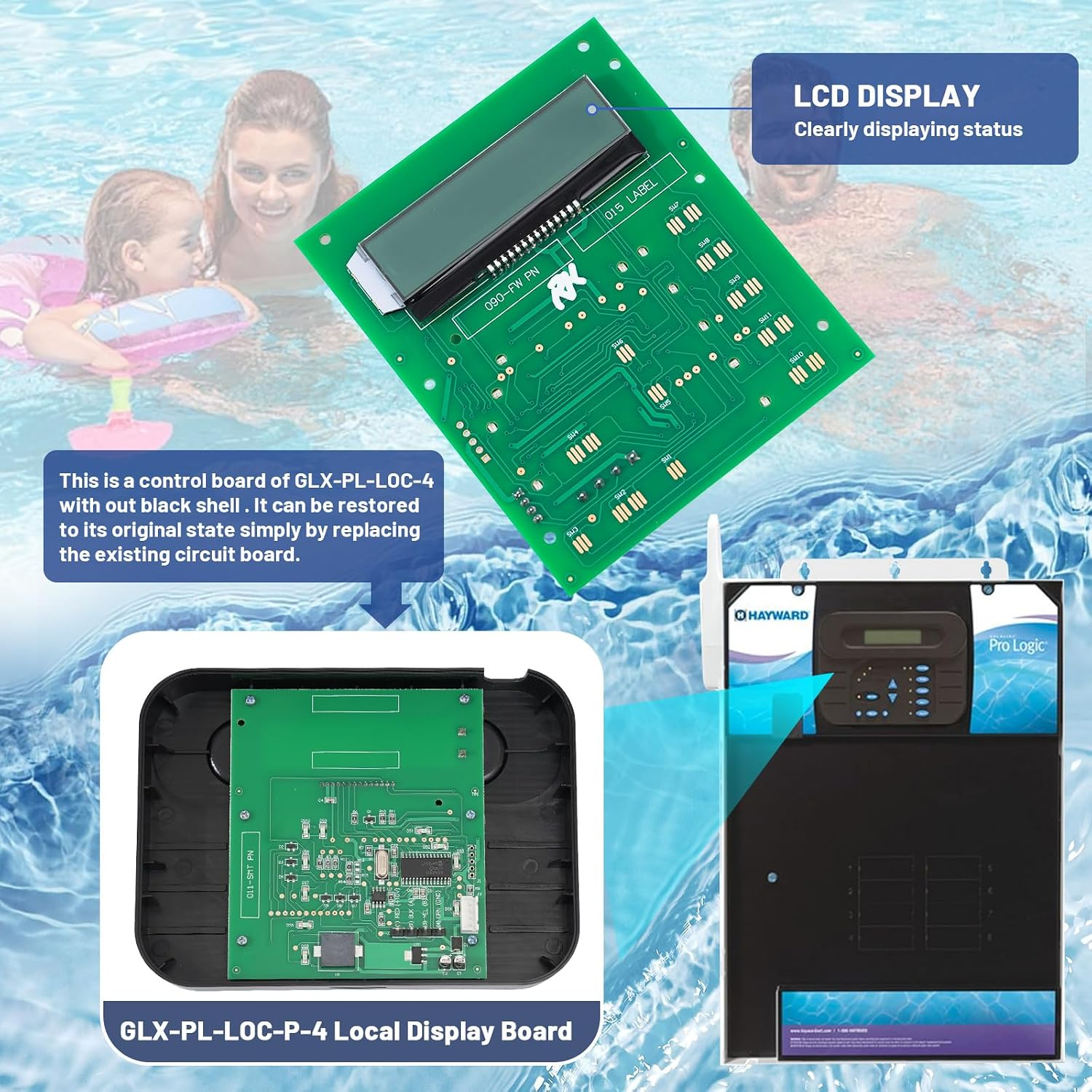 GLX-PL-LOC-P-4 Local Display Control Board Replacement for Hayward PL-P-4 Goldline Pro Logic Automation and Chlorination, for Aquaplus Automation Systems AQL-P-4-CUL - Image 4