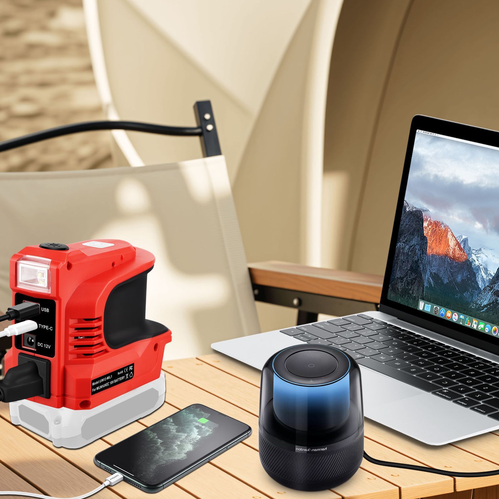 Car Inverter With DC Connector And USB Type-C Outlet
