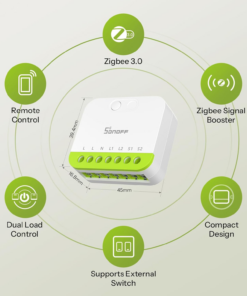 MINI Duo 2-Channel Zigbee Smart Switch, Zigbee 3.0, 16A Total Load, Remote & Automated Control via Zigbee Hub, Neutral Required, Alexa/Google Assistant Compatible, 1-Pack - Image 3