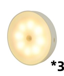 Usb Rechargeable Motion Sensor Light Round Wireless LED Puck Light Kichen Cabinet Lighting Motion Sensor Lamp Night Light - Image 9