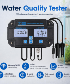 Alternative view of Smart Water Quality Tester 6-In-1 Ph/Ec/Tds/Salinity/S.G and Temperature Meter with Wi-Fi Continuous Monitor Wall-Mounted Ph Water Meter with ATC and Easy Calibration for Aquariums, Hydroponics