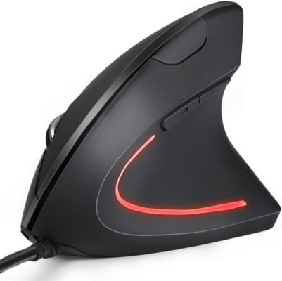 Wired Ergonomic Mouse, USB Wired Vertical Mouse with 800/1200/1600 Adjustable DPI, 6 Buttons Ergonomic Mouse for Laptop/Pc/Desktop-Black
