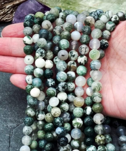Alternative view of 108 Pcs Moss Agate Beads for Jewelry Making 8 MM Tree Agate Gemstones Loose Stone Beads