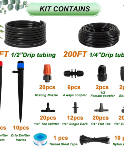 Alternative view of 240FT Drip Irrigation System,Irrigation System for Garden with 1/2 Inch Hose 1/4 Inch Distribution Tubing and Accessories,Drip Irrigation Parts Garden Watering System