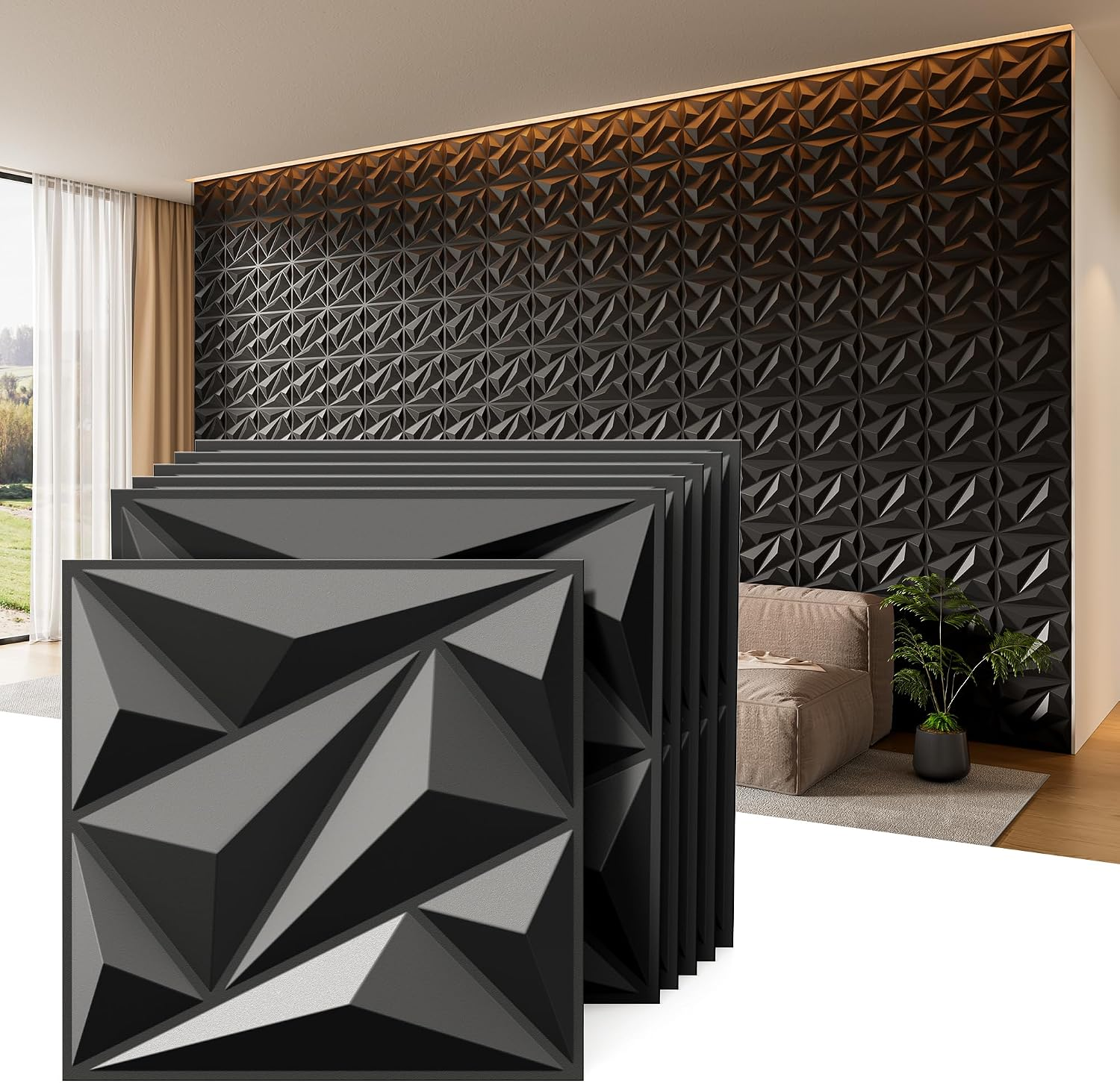 3D Wall Panels, Diamond Textured PVC Accent Wall Panels