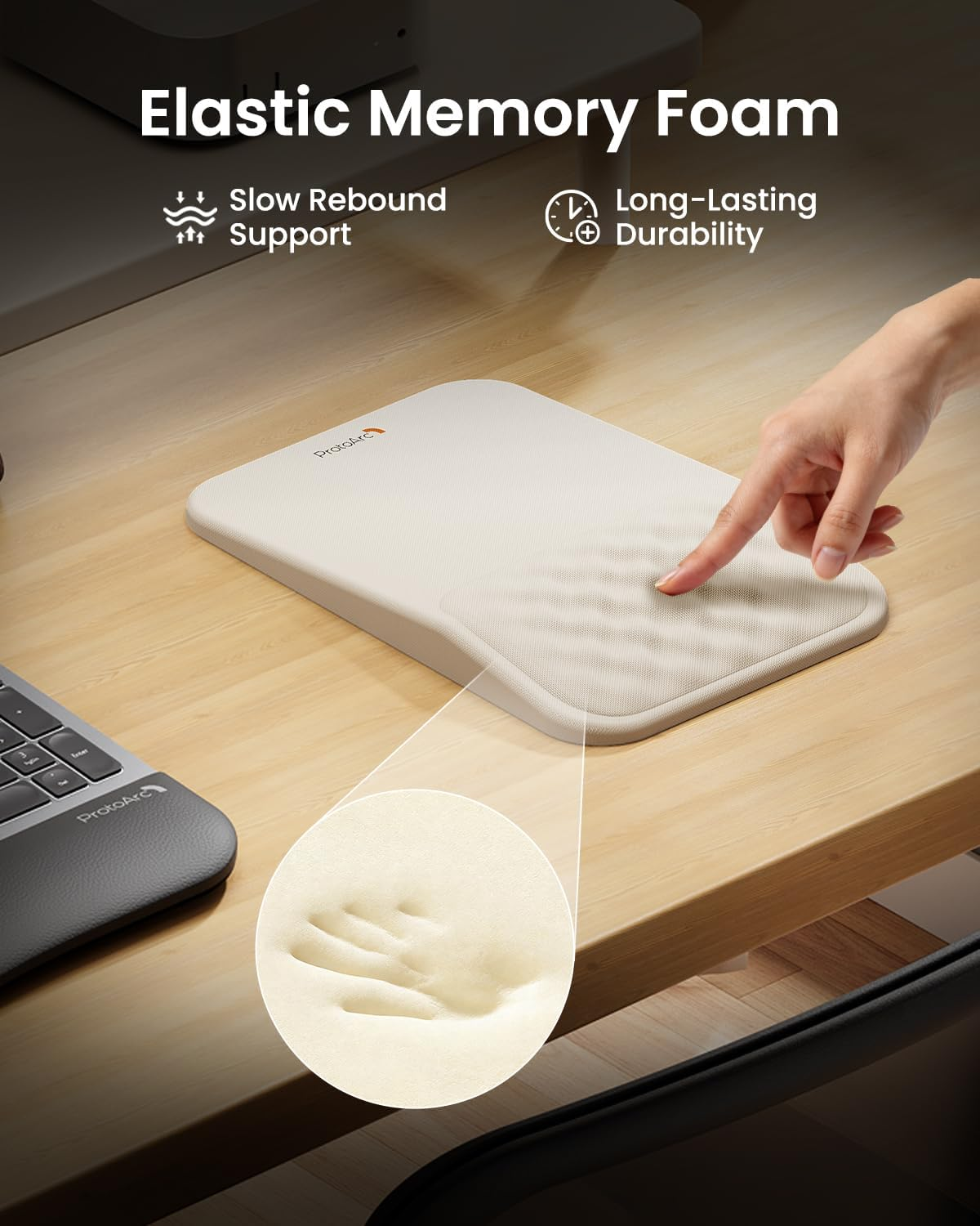 MP50 Ergonomic Mouse Pad with Wrist Support, Lycra Surface, Beige - Image 9