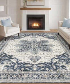Persian-style Faux Cashmere Washable Floor Mat - Image 3