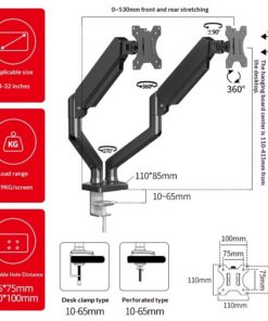 Dual-monitor Stand With Integrated Bracket, Desktop Base, And Cantilever Arm - Image 5