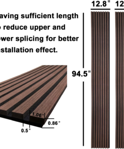 Alternative view of Wood Wall Panels Acoustic Wall Panels for Interior Wall Decoration Two 94.68" X 12.79" Wood Slat Paneling 3D Soundproof Wall Panels Dark Walnut