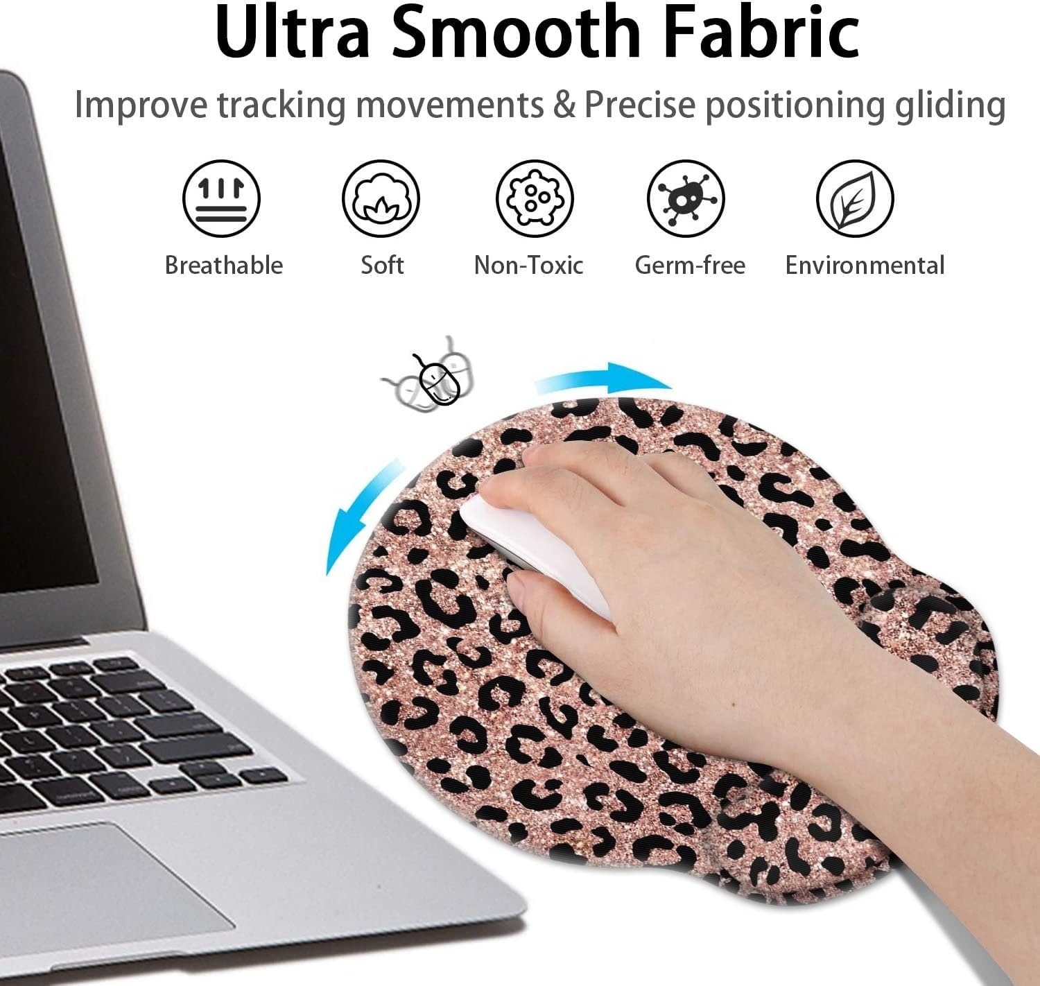 Ergonomic Mouse Pad with Wrist Support, Rose Leopard - Image 5