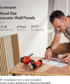 Wood Slat Wall Panels 4 Pack, Acoustic Wall Panels, 47.24'' X 23.62" Each 3D Wall Panels for Interior Wall Decor (Warm Oak) - Image 5