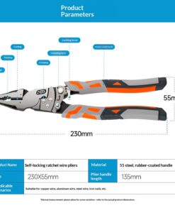 Alternative view of Multi-function Electrician's Wire Stripper Cutter And Crimping Pliers