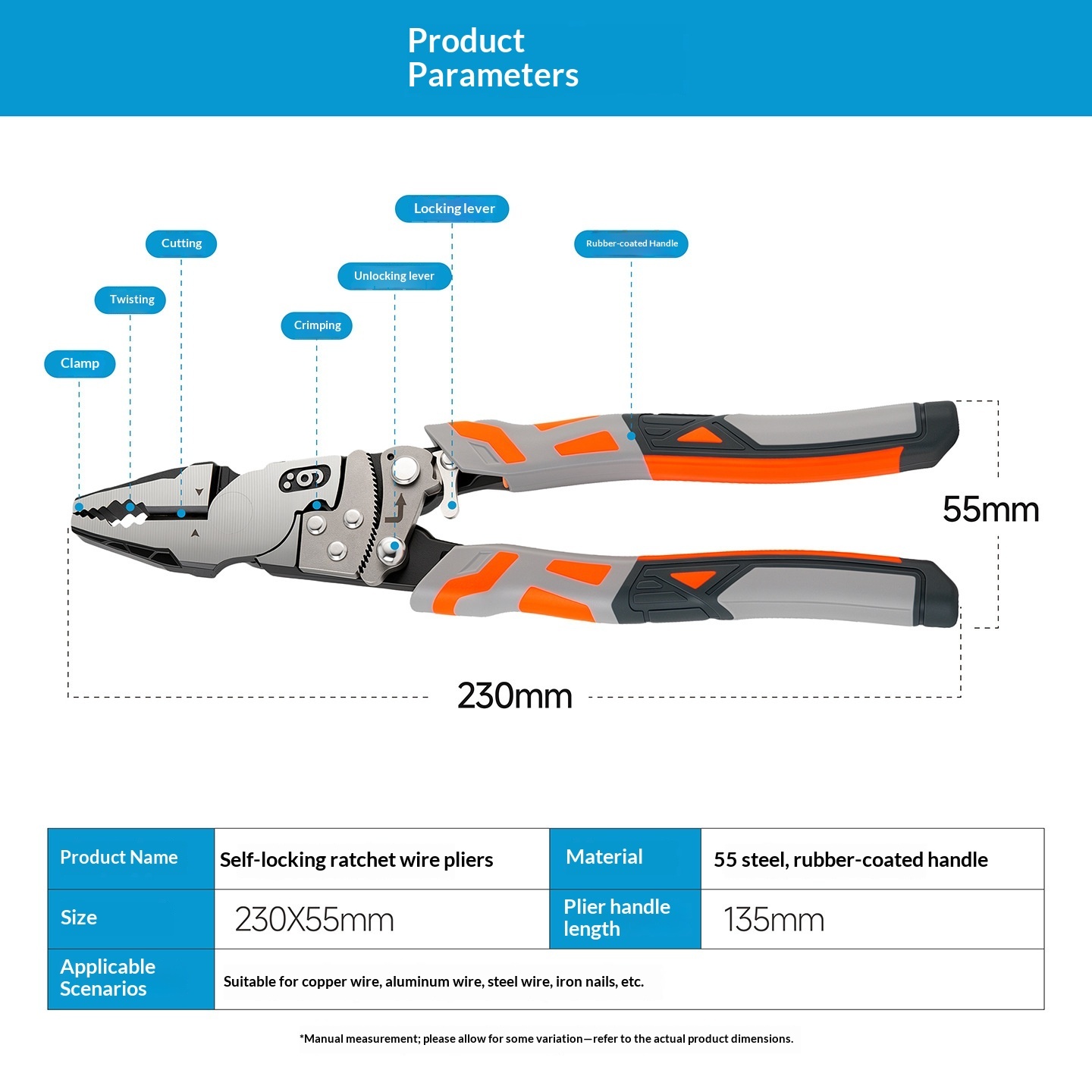 Multi-function Electrician's Wire Stripper Cutter And Crimping Pliers - Image 2