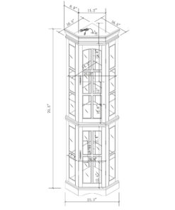 Corner Curio Cabinet with 5 Shelves and Lighting System, Oak(E26 light bulb not included) - Image 3
