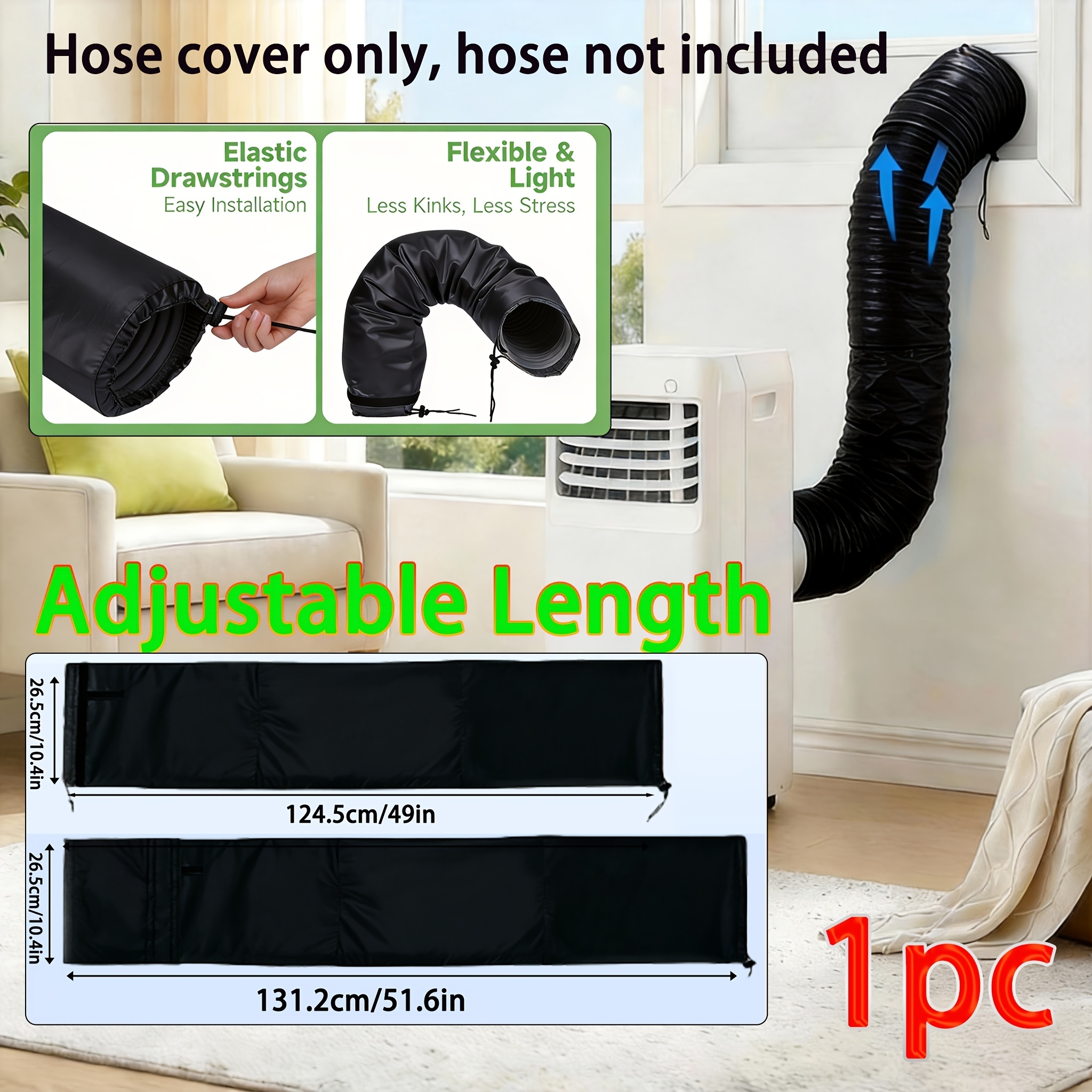 Portable Air Conditioner Hose Cover, Aluminum Foil Insulation, Expandable Dustproof Vent Pipe Sleeve, Energy Saving, Cooling Efficiency - Image 5