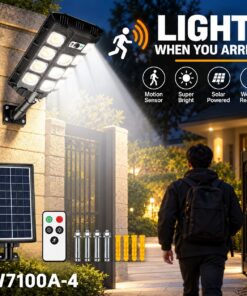 Solar Powered Rechargeable Motion Sensor LED Work Light 3000mAh For Auto W7103A 5 4W Street - Image 3
