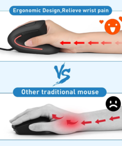 Alternative view of Wired Ergonomic Mouse, USB Wired Vertical Mouse with 800/1200/1600 Adjustable DPI, 6 Buttons Ergonomic Mouse for Laptop/Pc/Desktop-Black