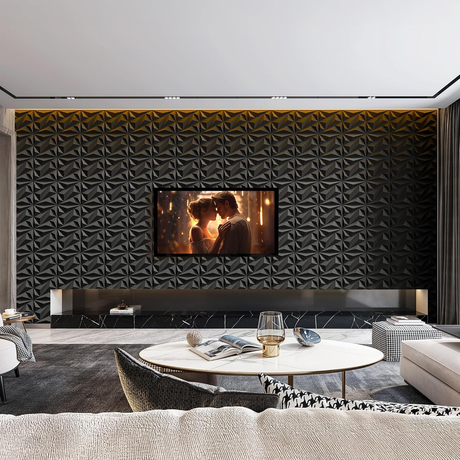 3D Wall Panels, Diamond Textured PVC Accent Wall Panels - Image 6