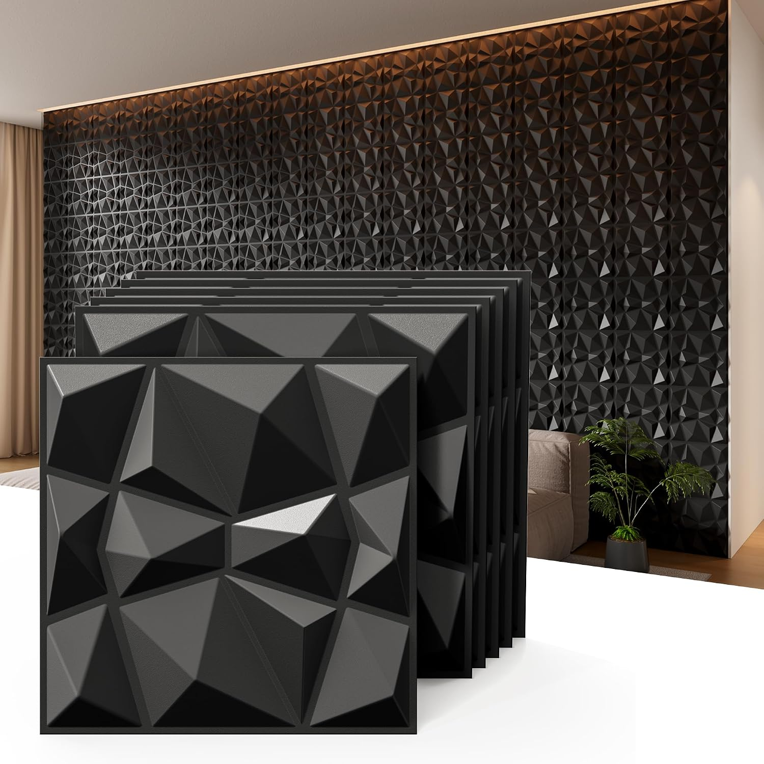 3D Wall Panels, Diamond Textured PVC Accent Wall Panels