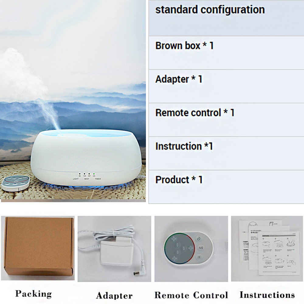 HOMEFISH Aroma Diffuser 500ml Ultrasonic Air Humidifier Colorful Light Fragrance Diffuser Essential Oil Diffuser For Home - Image 6