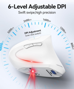 Ergonomic Mouse, 4800 DPI Wireless Bluetooth Vertical, 3-Device - Image 3