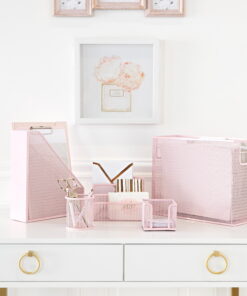 5 Piece Pink Office Supplies Desk Organizer Set
