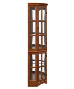 Corner Curio Cabinet with 5 Shelves and Lighting System, Oak(E26 light bulb not included) - Image 14