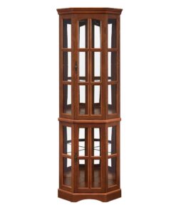 Corner Curio Cabinet with 5 Shelves and Lighting System, Oak(E26 light bulb not included) - Image 5