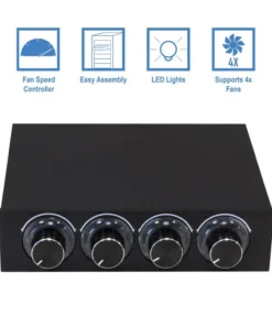 Alternative view of Fan Speed Controller 4 Channel W/ LED Controls Up To 4 Sets Of PC Computer Fans GDT Controller And CPU HDD VGA