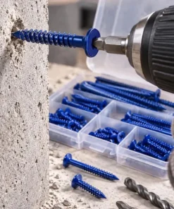 Alternative view of 90PCS Concrete Screws Set Flat Head Masonry Screw Kit for Brick Block Concrete Wall Heavy Duty Construction Fasteners Hardware