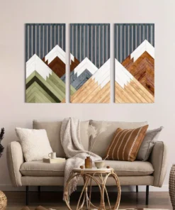 Alternative view of 3pcs Boho Style Hollow Wood Retro Rustic Leaf Pattern Wall Hanging Art Living Room Bedroom Wall Hanging Home Decoration