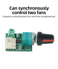 Alternative view of 4 Pin PWM Fan Speed Motor Controller With Knob Switch 2-Channel Fan Speed Regulator Electrical Equipment Governor For Laptop Fan