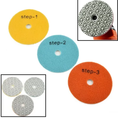 1 PC 4 Inch 100mm Dry/Wet Diamond 3 Step Polishing Pads Granite Concrete Marble Polishing Use Grinding Discs Set Power-Tools