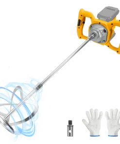 Brushless Electric Concrete Cement Mixer 1200W 6 Speed Handheld Plaster Mixer Mud Mortar Paint Blender for Dewalt 20V Battery