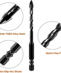 Alternative view of 3-12mm Brick and Stone Drill Bit Concrete Drill Bit Set Suitable for Glass Ceramic Concrete Drilling Hard Alloy Drill Bit Tools