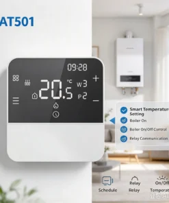Programmable Thermostat For Gas Boiler / Water Heating Battery Power Digital Heating Thermostat Controller 2-Wire Wall Mount