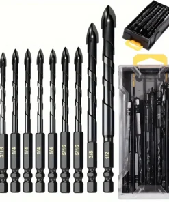 10 Pieces of Concrete Drill Bit Kit, suitable for Glass Plastic Wood Brick Tungsten Carbide Drill Hard Alloy Cross Drill Bits