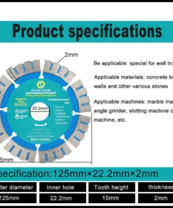 Alternative view of 5'' 125mm Dry/Wet Use Diamond Saw Blade for Concrete Asphalt road surface stone cutter blade cutting circular Cutting Tools