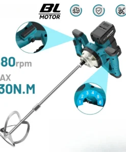 6 Speed Cordless Electric Concrete Mixer Paddle Mix Brushless Cement Mortar Plaster Blender Paint Mix Rod For makita 18v battery