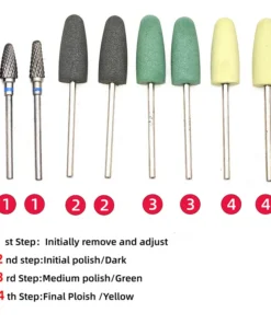 Alternative view of Resin Acrylic Polishing Kit 6Pcs Silicone Rubber Polishers + 2Pcs Tungsten Carbide Rotary Bur 2.35mm Shank for Polishing Tool