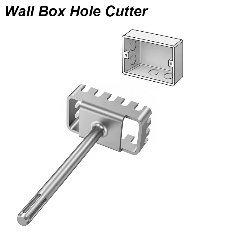 SDS Plus Square Wall Box Hole Cutter Rectangular Masonry Open Pun Tool for 86 Junction Electrical Socket Brickwork Chisel Bit - Image 2