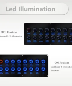 Alternative view of 6/8/10/12/16 Gang Marine Switch Panel with Blue LED Waterproof Dashboard Control Panel Customize Text Logo for Car RV Boat Yacht