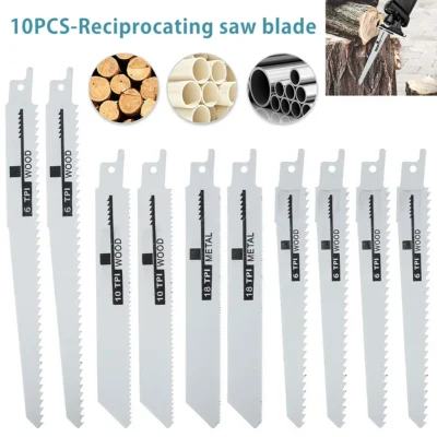 10Pcs Reciprocating Saw Blades Multi-Purpose Saber Saw Handsaw for Wood Metal Plastic Pipe Cutting Power Tool Accessories