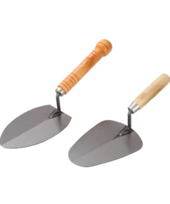 Carbon Steel Plastering Trowe Pointed Bricklaying Knife Round Wooden Handle Trowel Wall Brick Trowel MasonTools