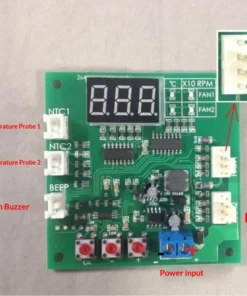 Alternative view of 4 Wire PWM Fan Controller 2 Channel DC 12V 24V Temperature Sensor Board for FPGA Heat Sink Cooling