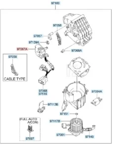 Alternative view of DAMPER-ACTUATOR OEM 97067-4A000 970674A000 For HYUNDAI H1 Starex H-1 Libero Automobile air conditioning mode motor