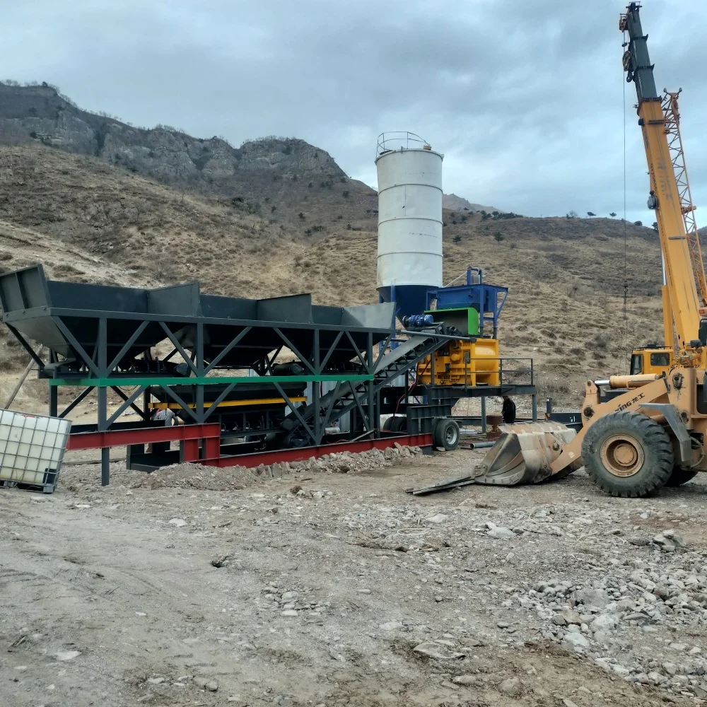 Fast Portable Dry Mix Batch Concrete Plant Mobile Dry Concrete Batch Plant Production Line Motor Engine Concrete Batching Plant - Image 5