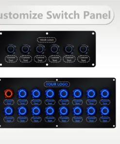6/8/10/12/16 Gang Marine Switch Panel with Blue LED Waterproof Dashboard Control Panel Customize Text Logo for Car RV Boat Yacht