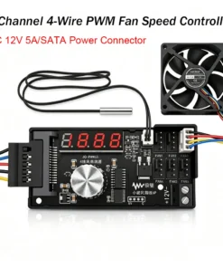 6-Channel PWM Fan Controller 12V 5A with Digital Display Temperature Control for PC Cooling Fan Temperature Control
